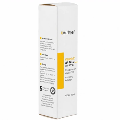 بالم لب بی رنگ ویتالیر مدل Vitamin C محافظت در برابر آفتاب با SPF25