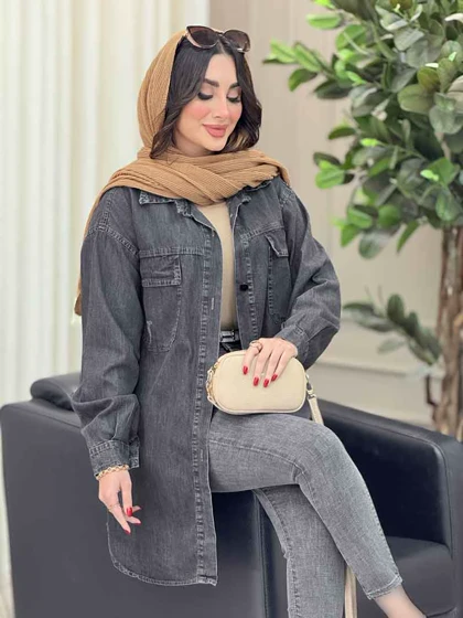 مانتو جین دو جیب پاکتی آنیسا