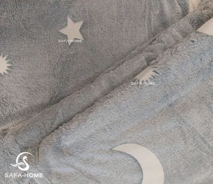 پتو یک نفره شبنما مدل ماه و ستاره