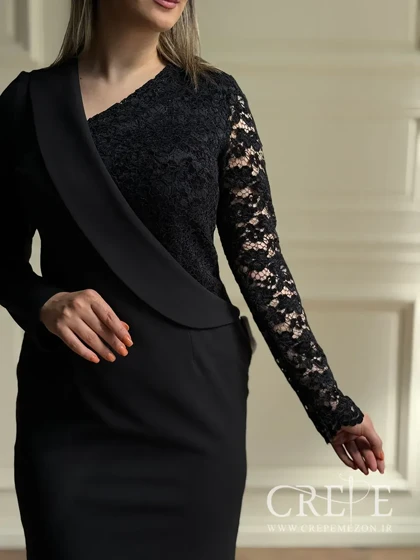 پیراهن یک‌طرفه گیپور مخمل