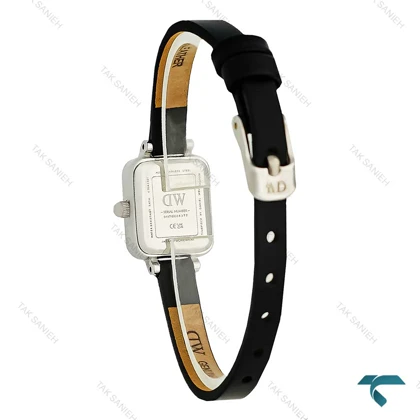 دنیل ولینگتون مینی زنانه مستطیلی سیلور صفحه سبز بند چرم DW-7973-L