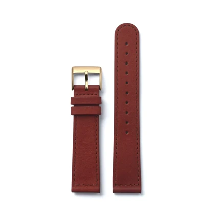 بند چرم تریوا مدل Brown Sewn Classic -Gold -20mm