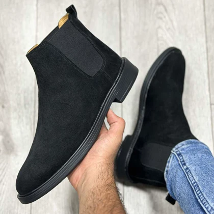 بوت مردانه مدل چلسی چرم طبیعی رنگ مشکی