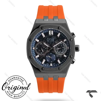 ساعت کرست مردانه اتوماتیک 6313-7 مشکی بند نارنجی Crest-10971-G