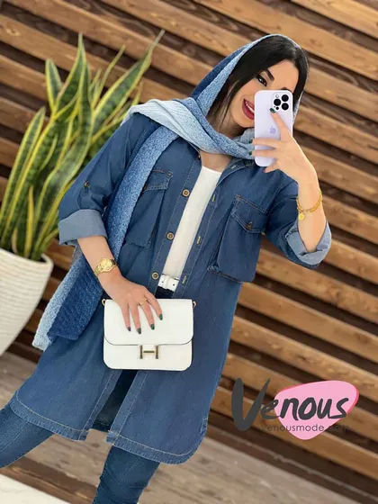 مانتو جین کاغذی دو جیب