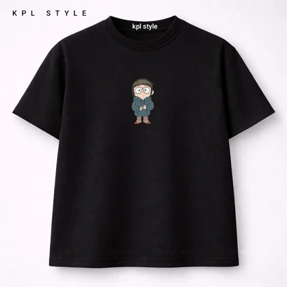 تیشرت باکسی دخترانه 100٪ پنبه با چاپ مینیمال| کد 1328