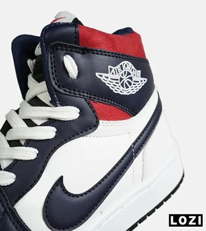 کفش کتانی ساق‌دار مردانه و زنانه سرمه ای سفید NIKE jordan 1 مدل 7678