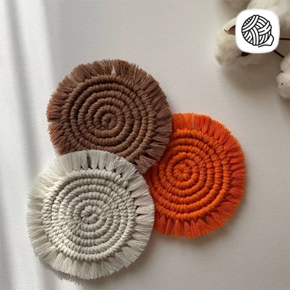 زیر لیوانی مکرومه بافی یک عددی کد 01