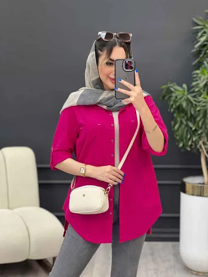 مانتو لینن رنگی بغل پنج دکمه