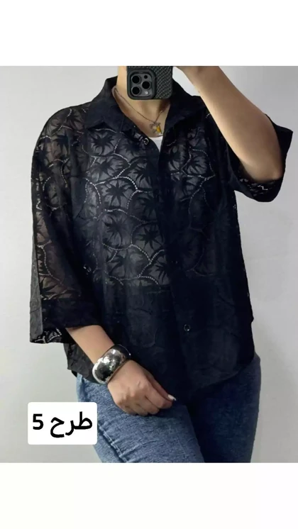 شومیز دانتل سرمه زنانه 32576