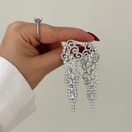 گوشواره زنانه طرح جواهر بلند کد 815