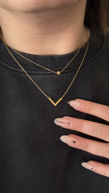 گردنبند 2رج استیل طلایی