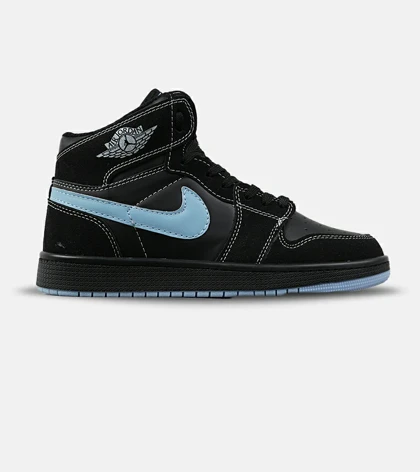 کفش کتانی ساق‌دار مردانه و زنانه مشکی آبی NIKE jordan 1 مدل 7722