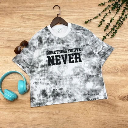 تیشرت باکسی پسرانه طرح NEVER