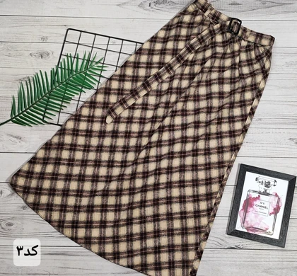 دامن چهارخونه پشمی قد 90 کد 50138