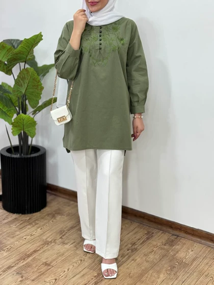 مانتو لینن گلدوزی هدیه