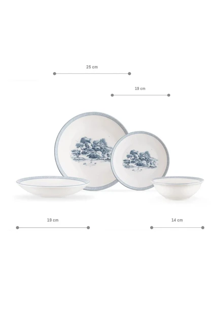 سرویس غذاخوری 6 نفره Madame Coco مدل Marcel Bone China - آبی/سفید