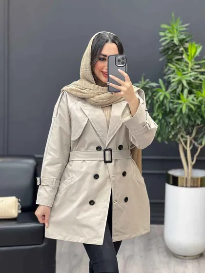 بارانی شش دکمه ژیله گرد کوتاه