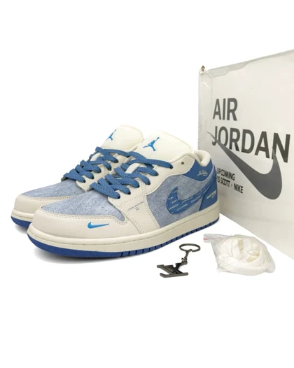 کتانی ویتنامی نایک ایر جردن وان لو لویی ویتون کاستوم آبیNike Air Jordan 1 Low Louis vuitton Custom