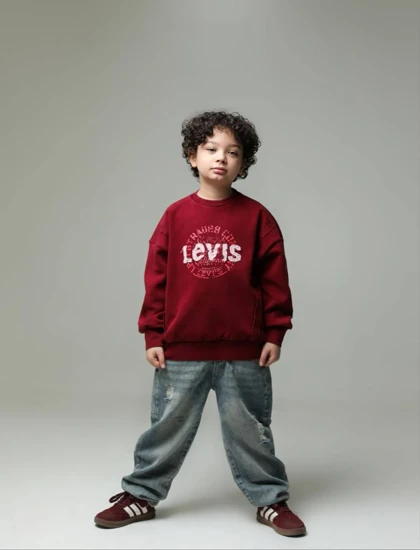 بلوز تک پسرانه رنگ قرمز طرح LEVIS کد 3805