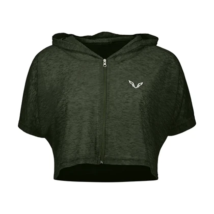 کراپ تیشرت زیپ‌دار ورزشی زنانه TS1992 GR