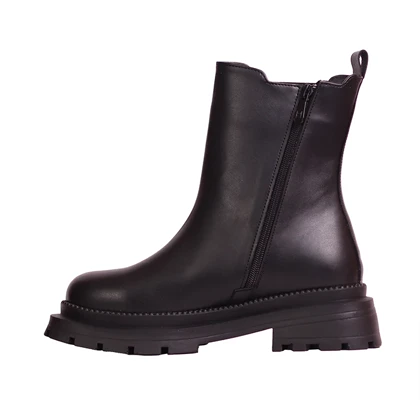 بوت زنانه چرم بغل کش مشکی کد 2136