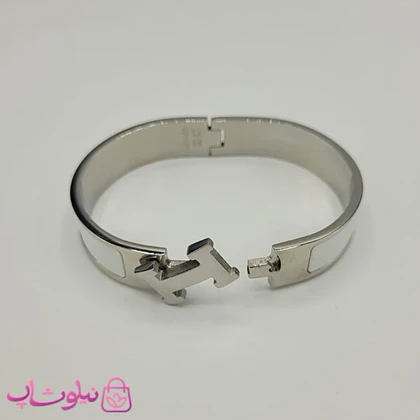 دستبند زنانه هرمس سفید نقره ای استیل قفل اورجینال کد 680