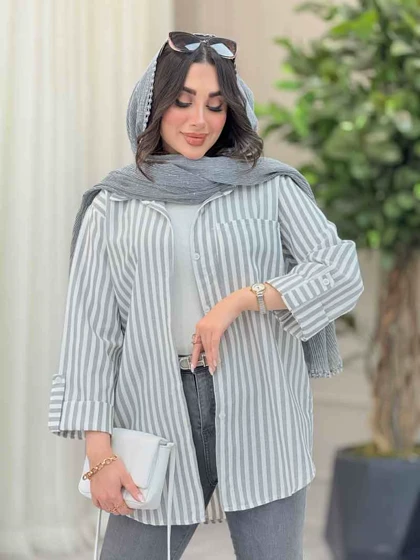 مانتو راه راه تک جیب سارینا