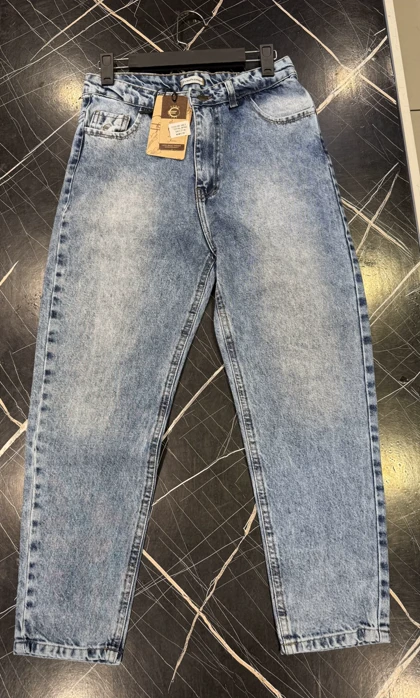 شلوار مام فیت رنگ آبی دخترانه