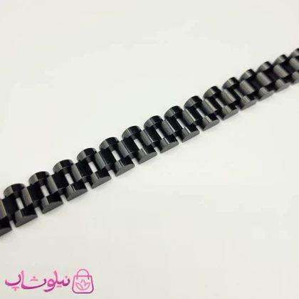 دستبند مردانه زنانه استیل طرح رولکس مشکی