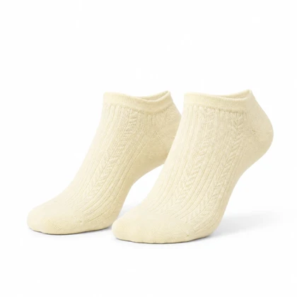 جوراب مچی زنانه نخ پنبه اعلا پاموک (PAMUK) طرح دار بافت ریز(زرد)