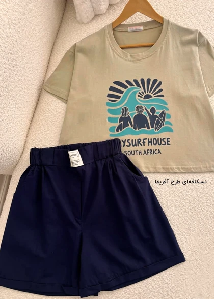 ست تیشرت کراپ و شلوارک زنانه مدل wcs002