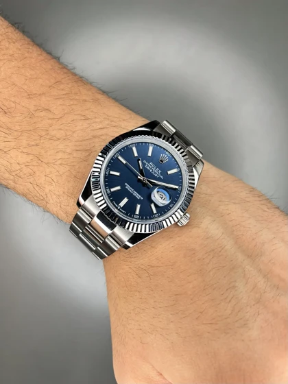 ساعت مچی رولکس سوئیسی بند اویستر سیلور صفحه سرمه ای Rolex Datejust