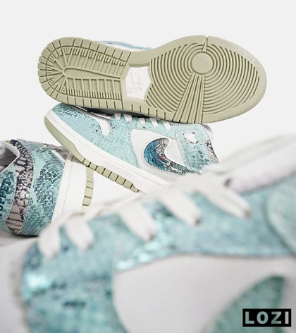 کفش کتانی مردانه و زنانه آبی سفید NIKE dunk low steam puppet