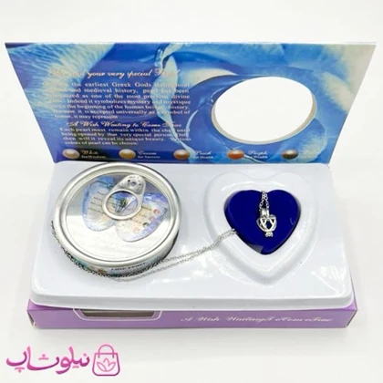 پک گردنبند زنانه مروارید عشق طرح LOVE آبی رنگ کد 250
