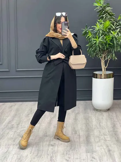 بارانی بلند ژیله دو دکمه