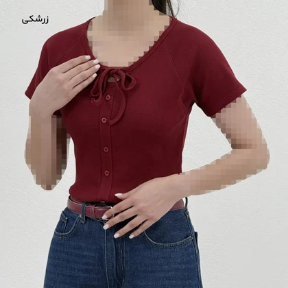 تیشرت زنانه کبریتی جلو گره‌ای | آی بولک