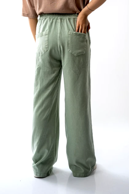 شلوار کتان نیم بگ پشت کش زنانه