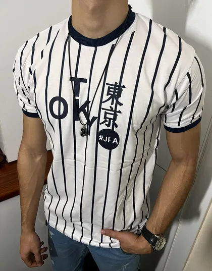 تیشرت راه راه نخ پنبه با طرح Tokio