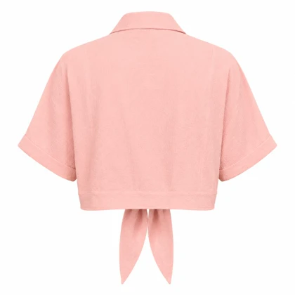 شومیز پفکی گره‌ای گلبهی برند Zara وارداتی سایز 38 تا 42 کد 3288