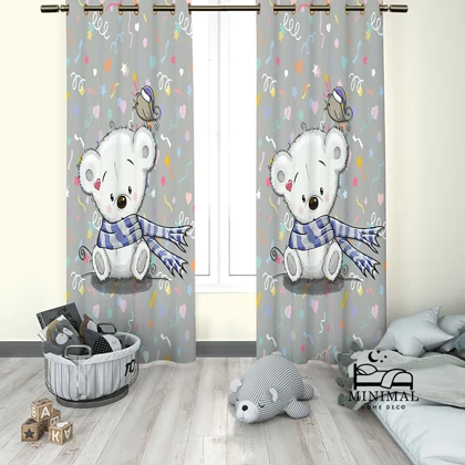 پرده کودک طرح خرس مدل W4909