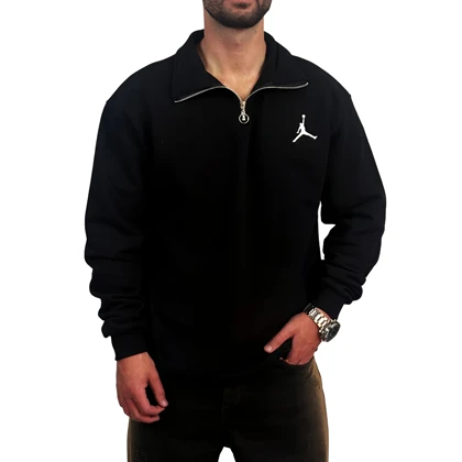 دورس مردانه یقه نیم زیپ سفید مشکی مدل جردن