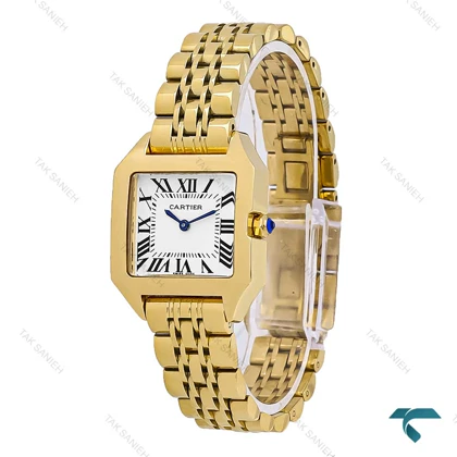 ساعت کارتیر سانتوس زنانه طلایی صفحه سفید Cartier-7099-L