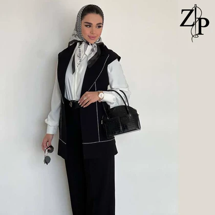 وست و شلوار زنانه کرپ مشکی آنا