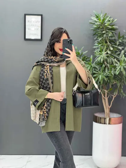 مانتو لینن آستین پاکتی جیب پاگن