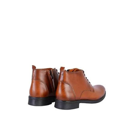 بوت مردانه عسلی دراتی مدل بند و زیپ