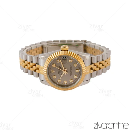 ست ساعت رولکس دیت جاست دورنگ طلایی صفحه طوسی 105047