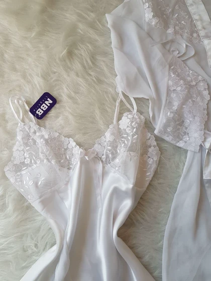 لباس خواب ساتن حریر دو تیکه NBB کد :3820