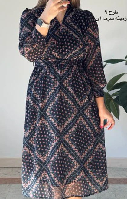 پیراهن حریر سرمه سری 17