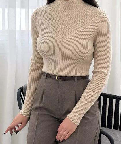 پلیور بافت یقه ایستاده کد 5876